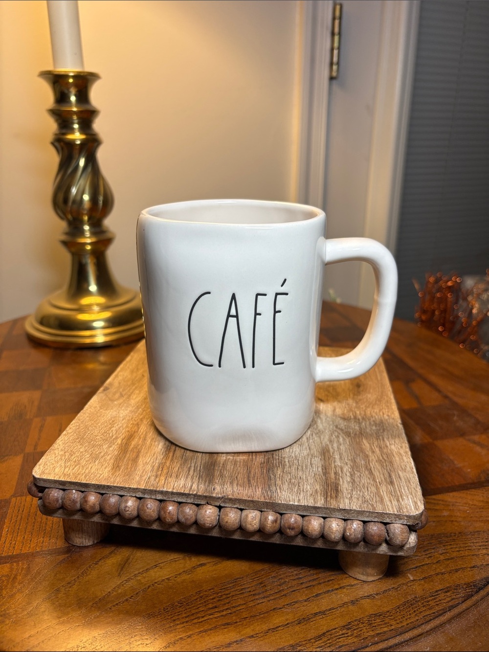 Rae Dunn White Mug with Black 'CAFÉ' Lettering